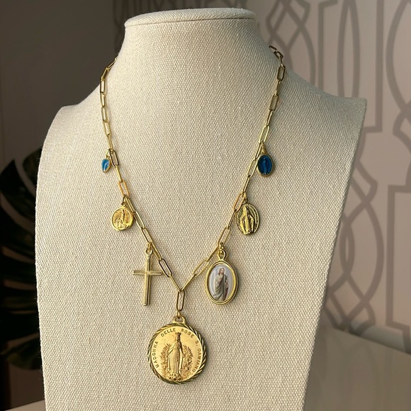 LoveLee Jewelry - Super antique saints charms on an 18kt Gold plated 18.5” chain